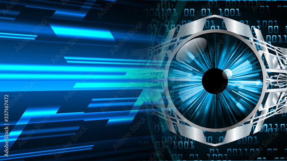 Blue eye cyber circuit future technology concept background