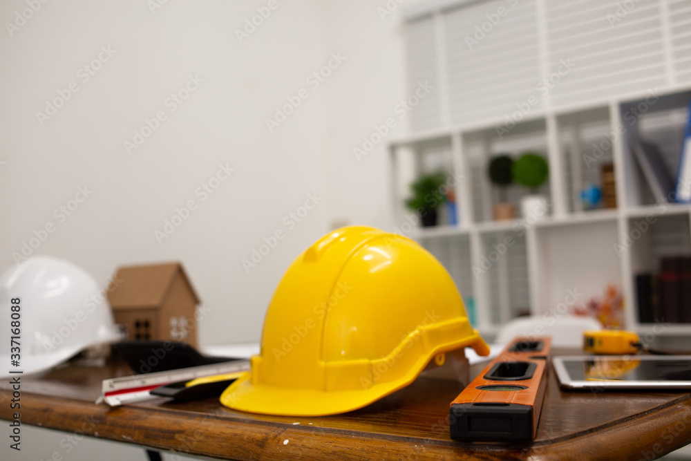 concept architectural Office desk in construction project ideas drawing equipment. concept architectural Office desk in construction project ideas drawing equipment.