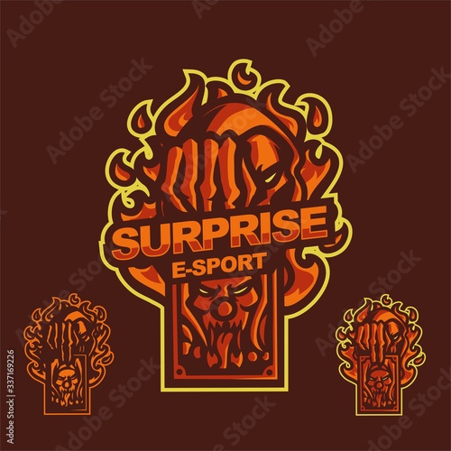 grim reaper holding joker card e-sport gaming mascot logo template