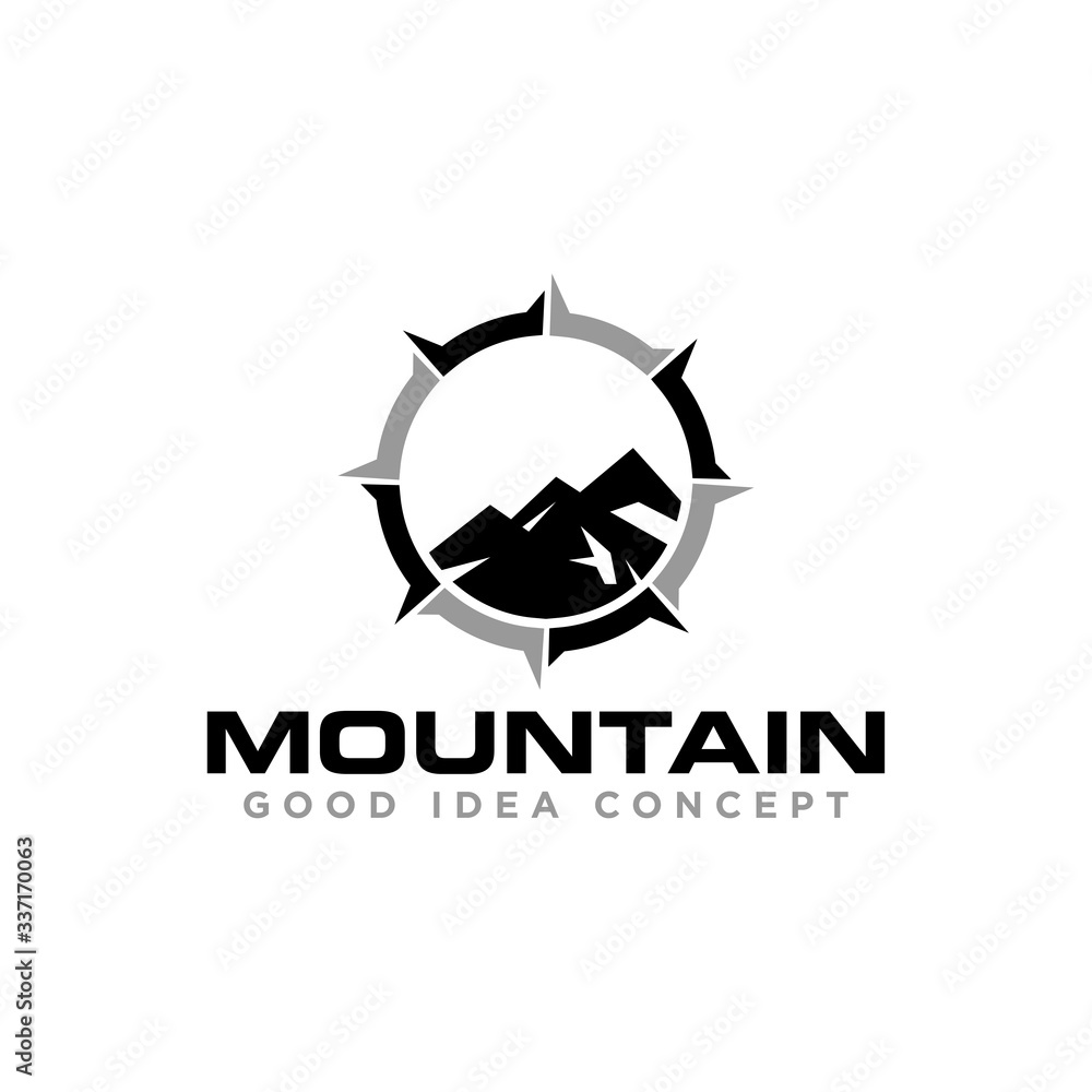 Obraz premium Mountain Compass Logo Icon Design Vector