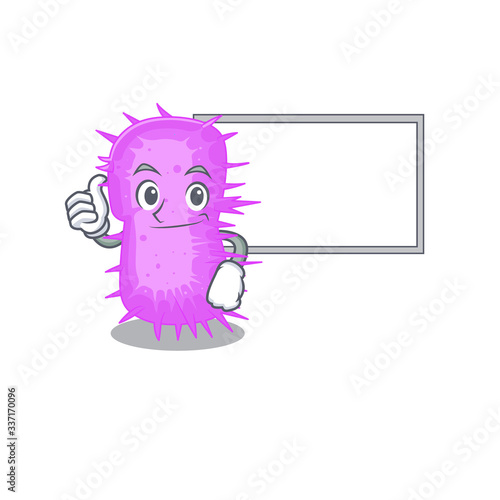 Humorous acinetobacter baumannii cartoon design Thumbs up bring a white board