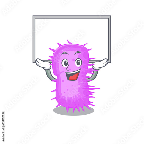 Mascot design of acinetobacter baumannii lift up a board