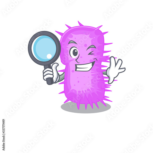 Smart Detective of acinetobacter baumannii mascot design style with tools