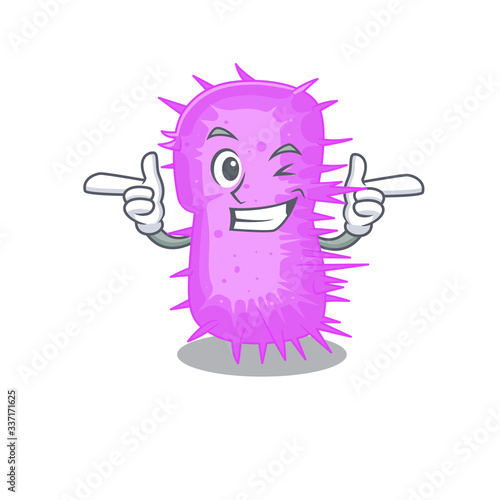 Cartoon design concept of acinetobacter baumannii with funny wink eye