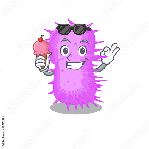 Cartoon design concept of acinetobacter baumannii having an ice cream