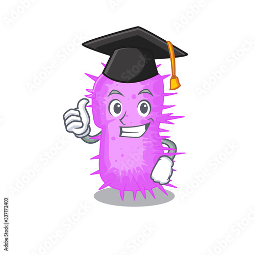 Happy face of acinetobacter baumannii in black graduation hat for the ceremony