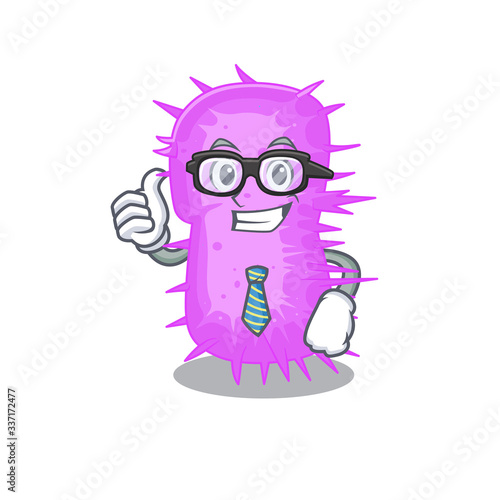 An elegant acinetobacter baumannii Businessman mascot design wearing glasses and tie