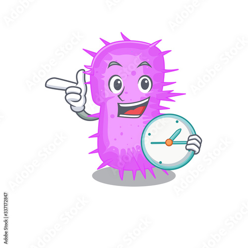 Acinetobacter baumannii mascot design concept smiling with clock