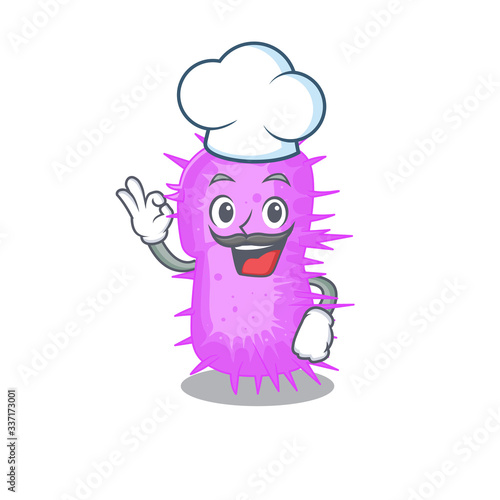 Acinetobacter baumannii chef cartoon design style wearing white hat