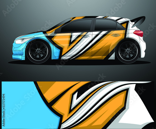 Rally car decal graphic wrap vector  abstract background