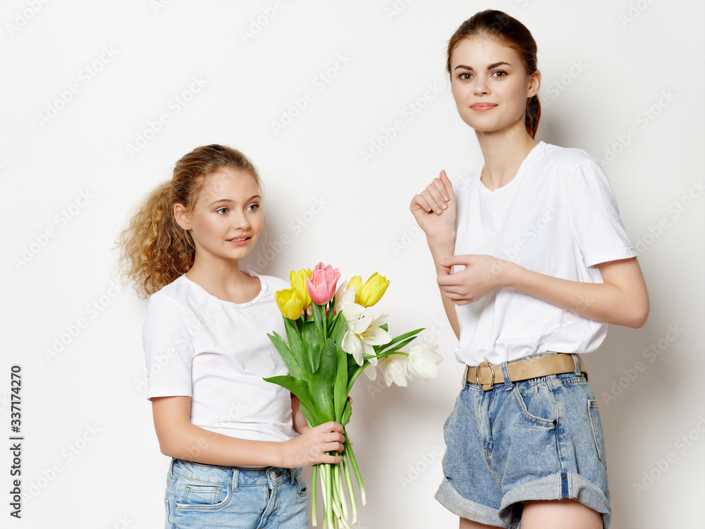 young woman with flowers young woman with flowers