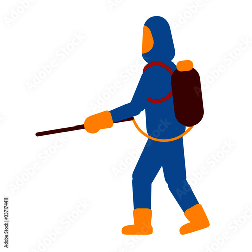 flat illustration vector graphic of man sprayer disinfectant perfect for health service advertisements. flat design. flat illustration