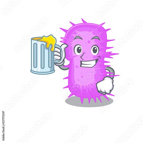 A cartoon concept of acinetobacter baumannii rise up a glass of beer