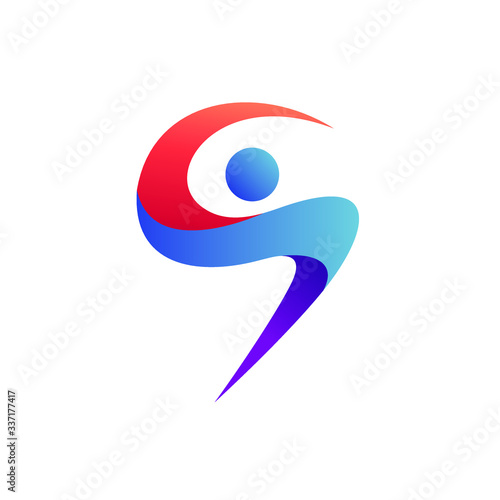 Letter s abstract with human shape logo design