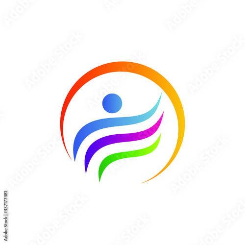 Letter e abstract with human shape logo