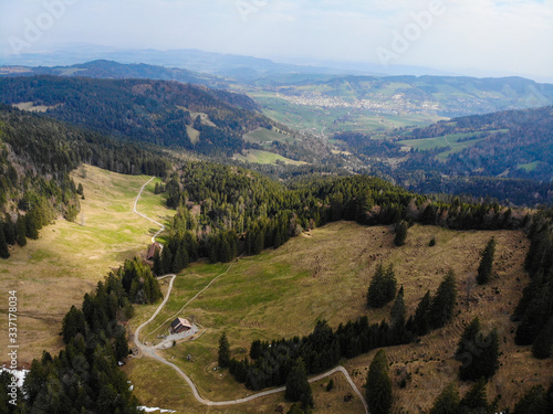  aerial view from the switzer mountain with montain hut photo