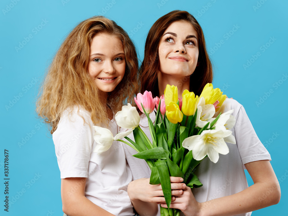 young couple with flowers young couple with flowers