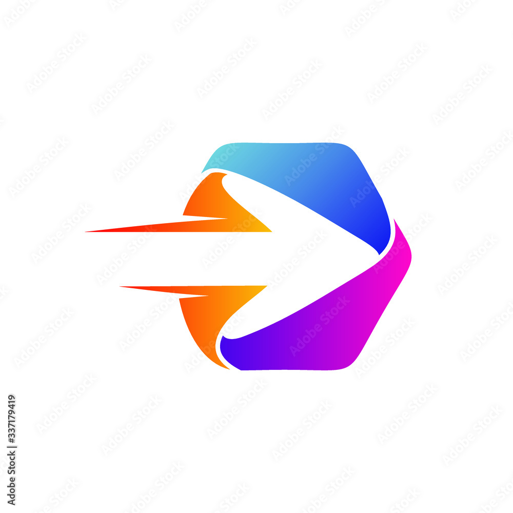 Arrow in hexagonal shape logo design Arrow in hexagonal shape logo design