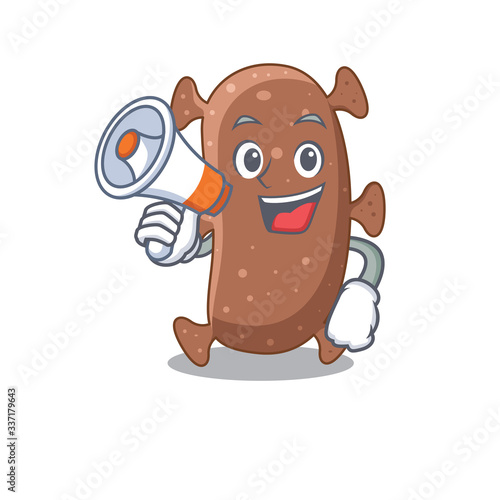 Cartoon character of actinomyces israelii having a megaphone photo