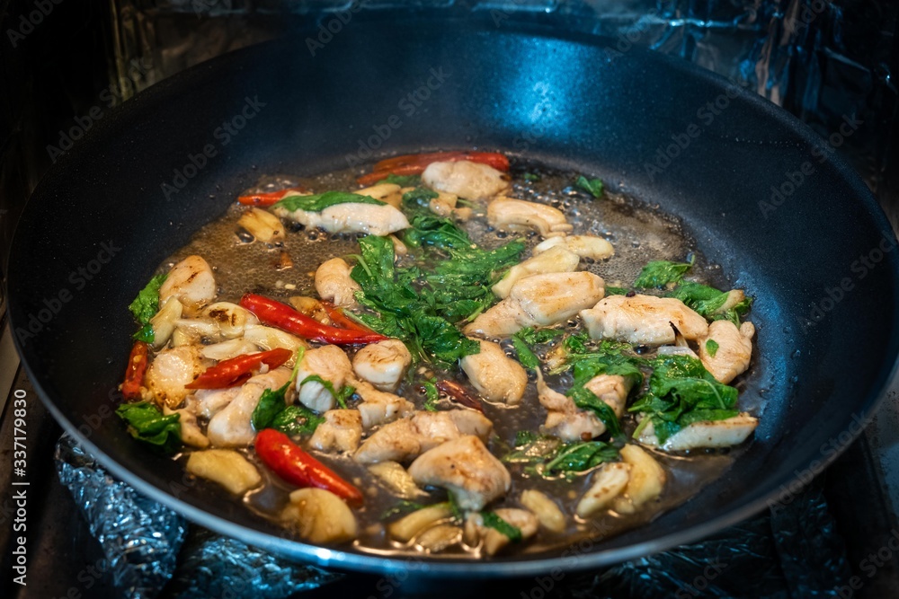 Traditional Thai flavor cuisine is called Pad ka prao. Traditional Thai flavor cuisine is called Pad ka prao.