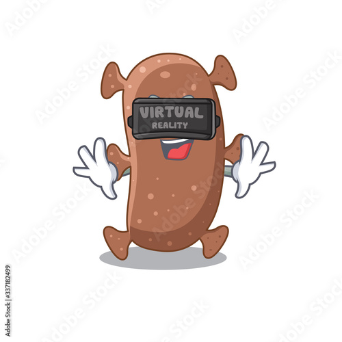 Cartoon design style of actinomyces israelii with modern Virtual Reality headset