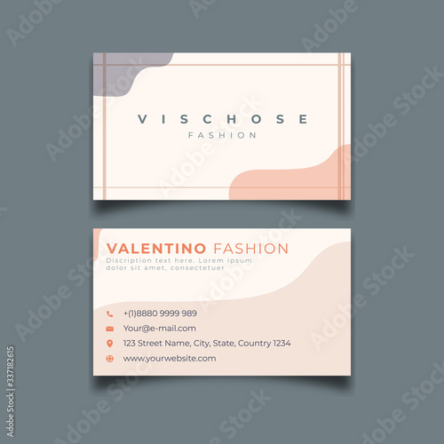 Business card abstract design, orange, beige color, frame template