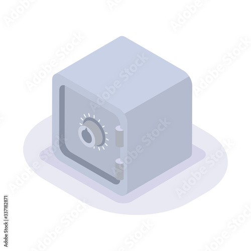 safebox deposit metal square isometric icon with modern flat style color