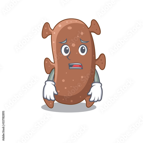 Cartoon design style of actinomyces israelii showing worried face