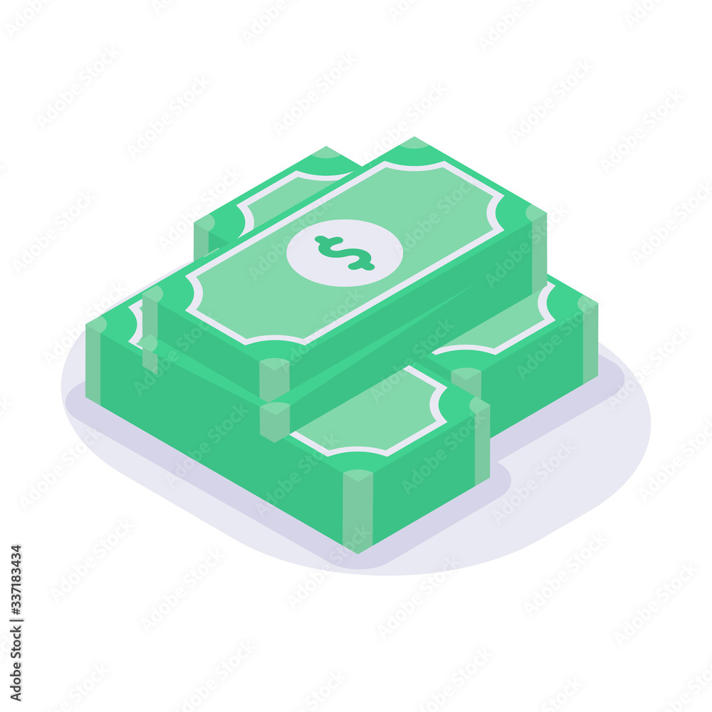 cash money dollar isometric icon with modern flat style color cash money dollar isometric icon with modern flat style color