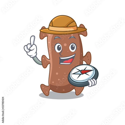mascot design concept of actinomyces israelii explorer with a compass