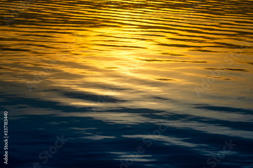 Defocus Water surface images reflection the sunlight at the lake