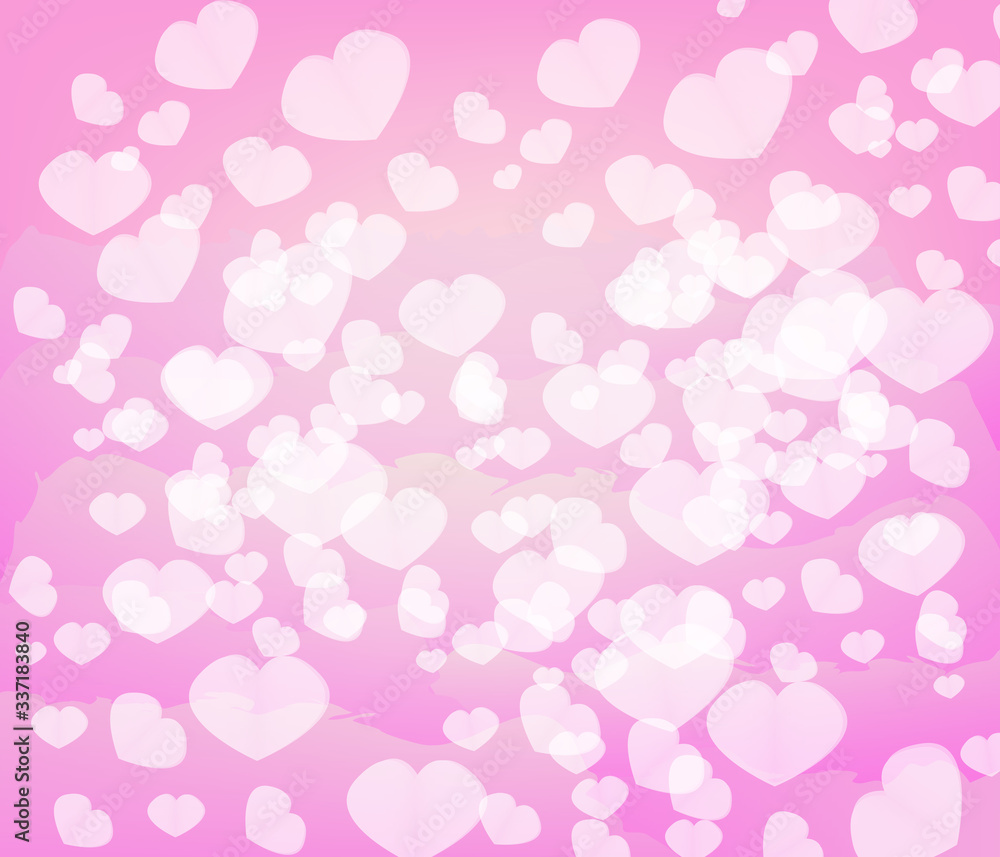 Heart design on pink cloud background