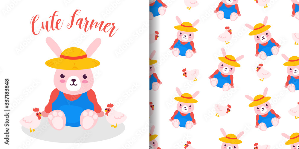 cute  animal baby rabbit theme seamless pattern for printing