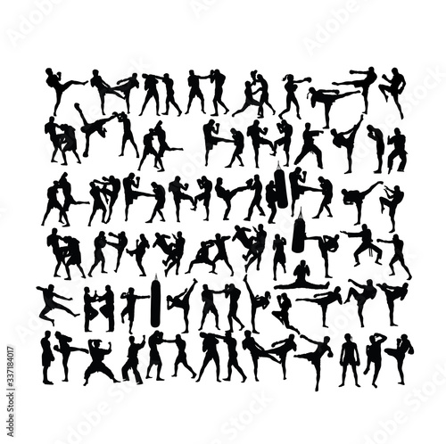 Wrestling and Boxing Sport Activity Silhouettes, art vector design