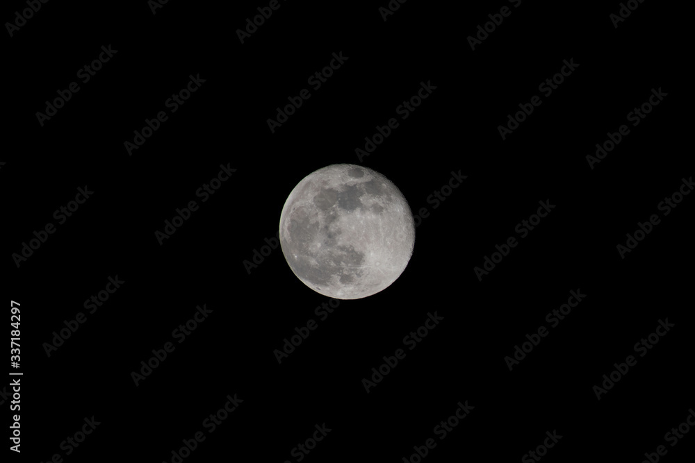 April 2020 Full Pink Moon in Night Sky Black April 2020 Full Pink Moon in Night Sky Black