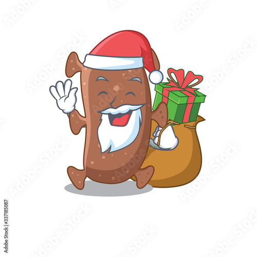 Cartoon design of actinomyces israelii Santa with Christmas gift