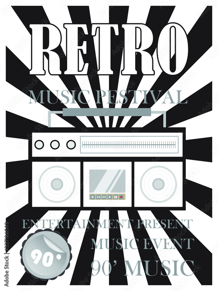 Music retro vintage poster, design for background, vector illustration