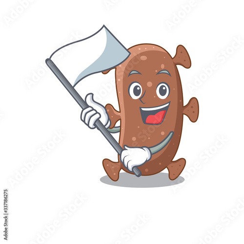 A nationalistic actinomyces israelii mascot character design with flag