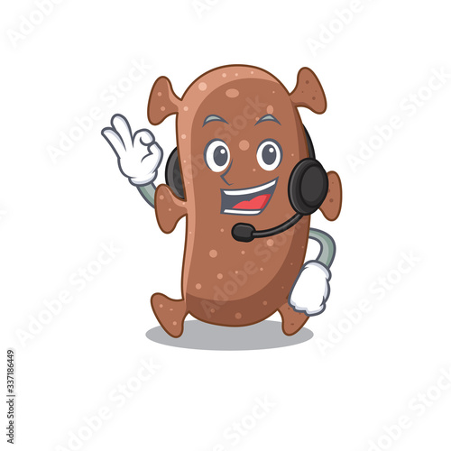 A gorgeous actinomyces israelii mascot character concept wearing headphone