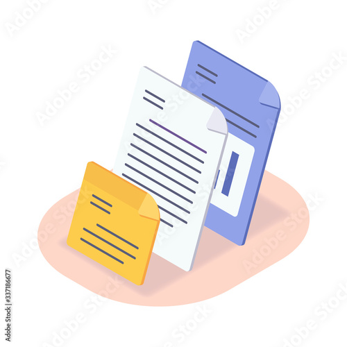 file document type isometric icon with modern flat style color
