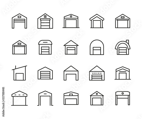 Warehouse line icons set.