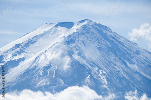 See the white clouds on Mount Fuji.