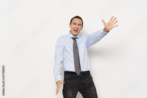 young businessman pointing at you