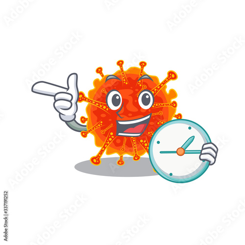 Riboviria mascot design concept smiling with clock