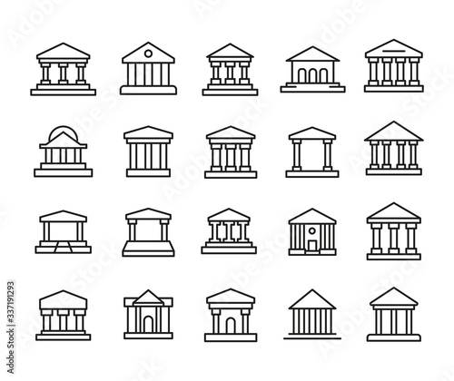 Icon set of bank.