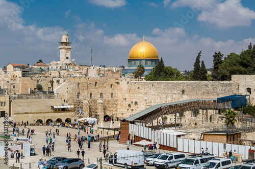 golden dome mosque on the temple mount in Jerusalem Israel.