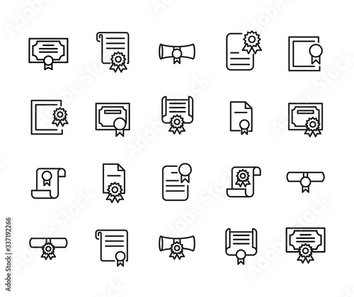 Simple set of diploma icons in trendy line style