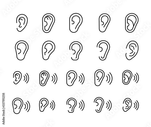 Bild auf Leinwand Vector line icons collection of ear.