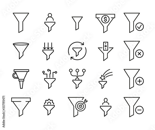 Big set of funnel line icons.