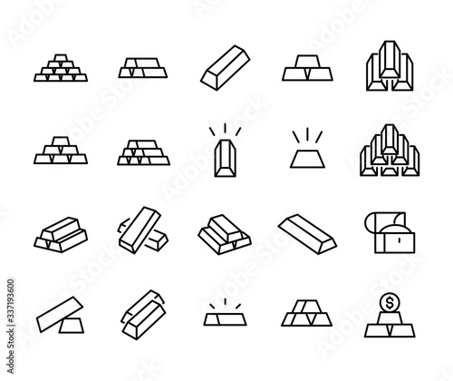 Big set of gold line icons.